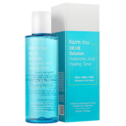 Пилинг-тонер с гиалуроновой кислотой FarmStay DR-V8 Solution Hyaluronic Acid Peeling Toner, 210мл