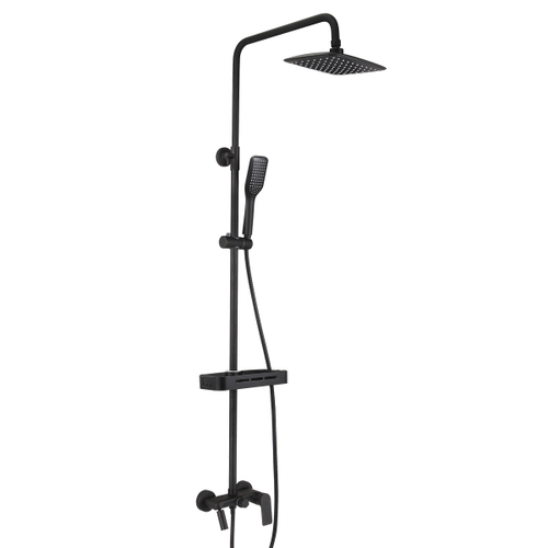 Смеситель для ванны с верхней душевой лейкой "Тропический дождь", поворотный излив, черный LM7002BL