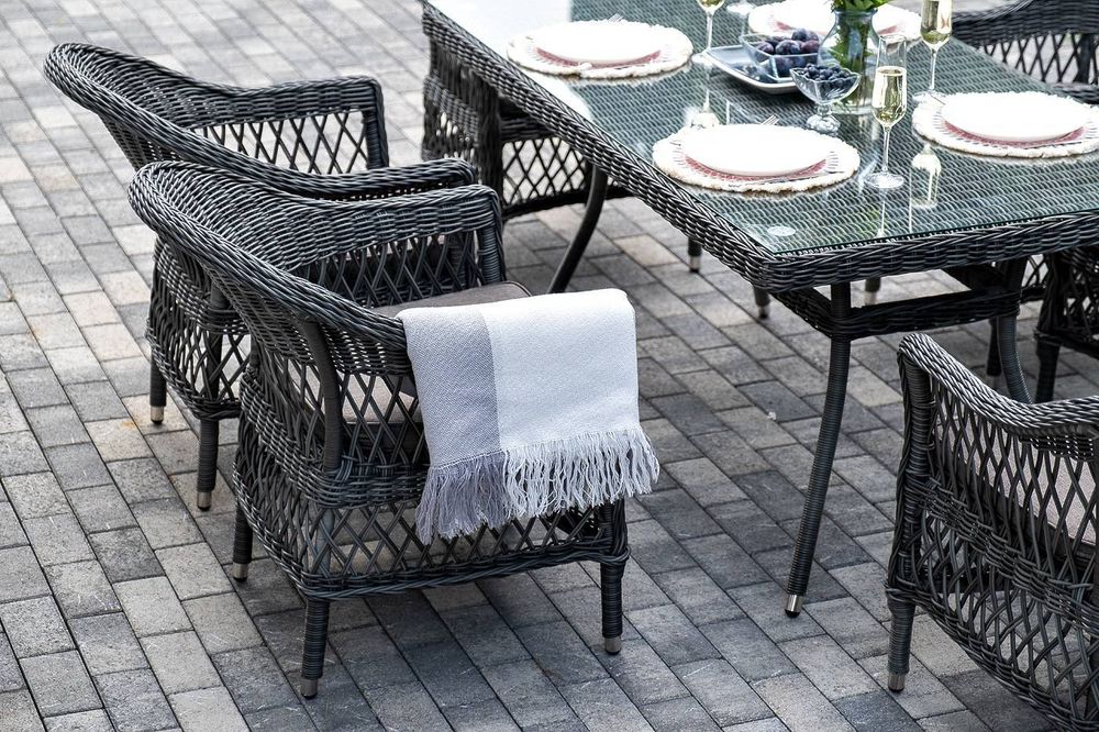 "Амароне" обеденная группа из искусственного ротанга на 6 персон, цвет графит