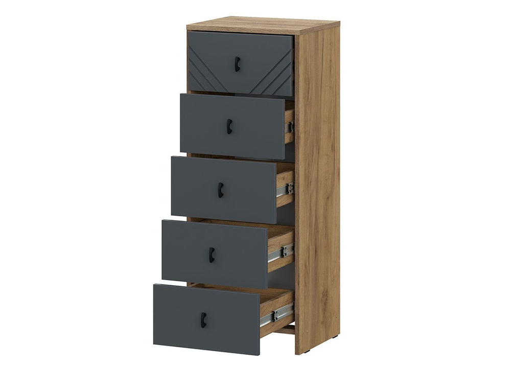 Комод для одежды с ящиками Дуб Золотой/Графит 5 ящиков 40х33х103 см