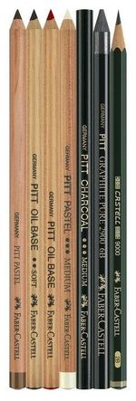 Набор художественный FABER-CASTELL "Pitt Monochrome", 12 предметов, металлическая коробка, 112975