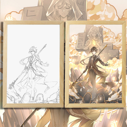 Светильник в рамке "Genshin Impact / Геншин" 22,5х17,5 см