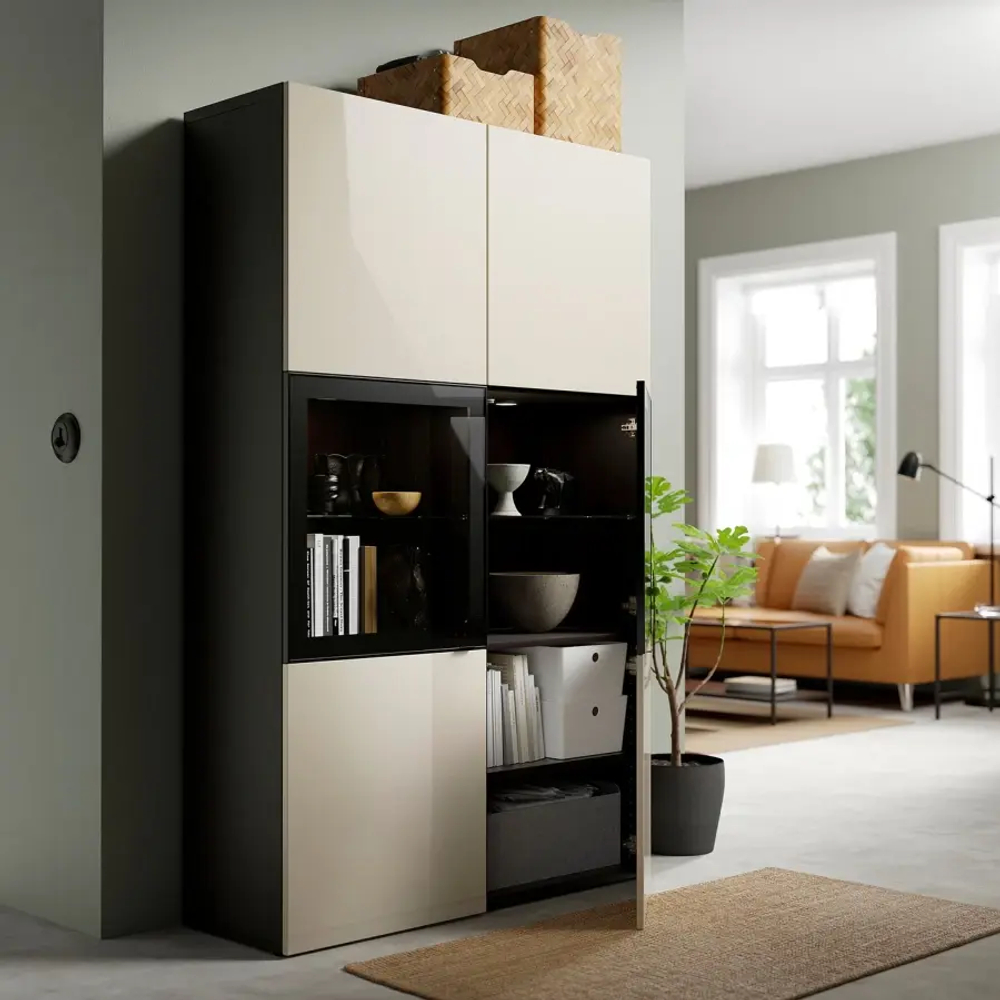 Комбинация для хранения - IKEA BESTÅ/BESTA/БЕСТА/БЕСТО ИКЕА, 120x42x193 см, серый,
