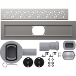 Трап линейный 40/50 мм сухой затвор с решеткой хром из нержавеющей стали 400 мм Aquant