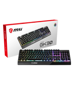 Gaming Keyboard MSI VIGOR GK30, Wired, Mechanical-like plunger switches. 6 zones RGB lighting with several lighting effects. Anti-ghosting Capability. Water Resistant (spill-proof), Black