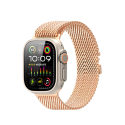Ремешок из нержавеющей стали розового цвета (Rose Gold) от Dux Ducis для смарт часов Apple Watch 42, 44, 45, 46, 49мм, серия Milanese Air Series (миланская петля)