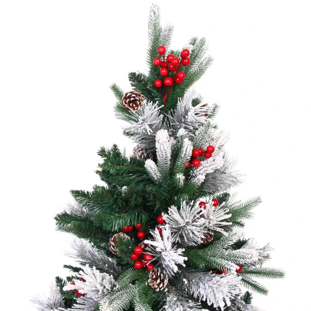 Елка «Грация» 120 см, ПВХ, леска, резина с белым напылением (шишки и ягоды), 337 веток