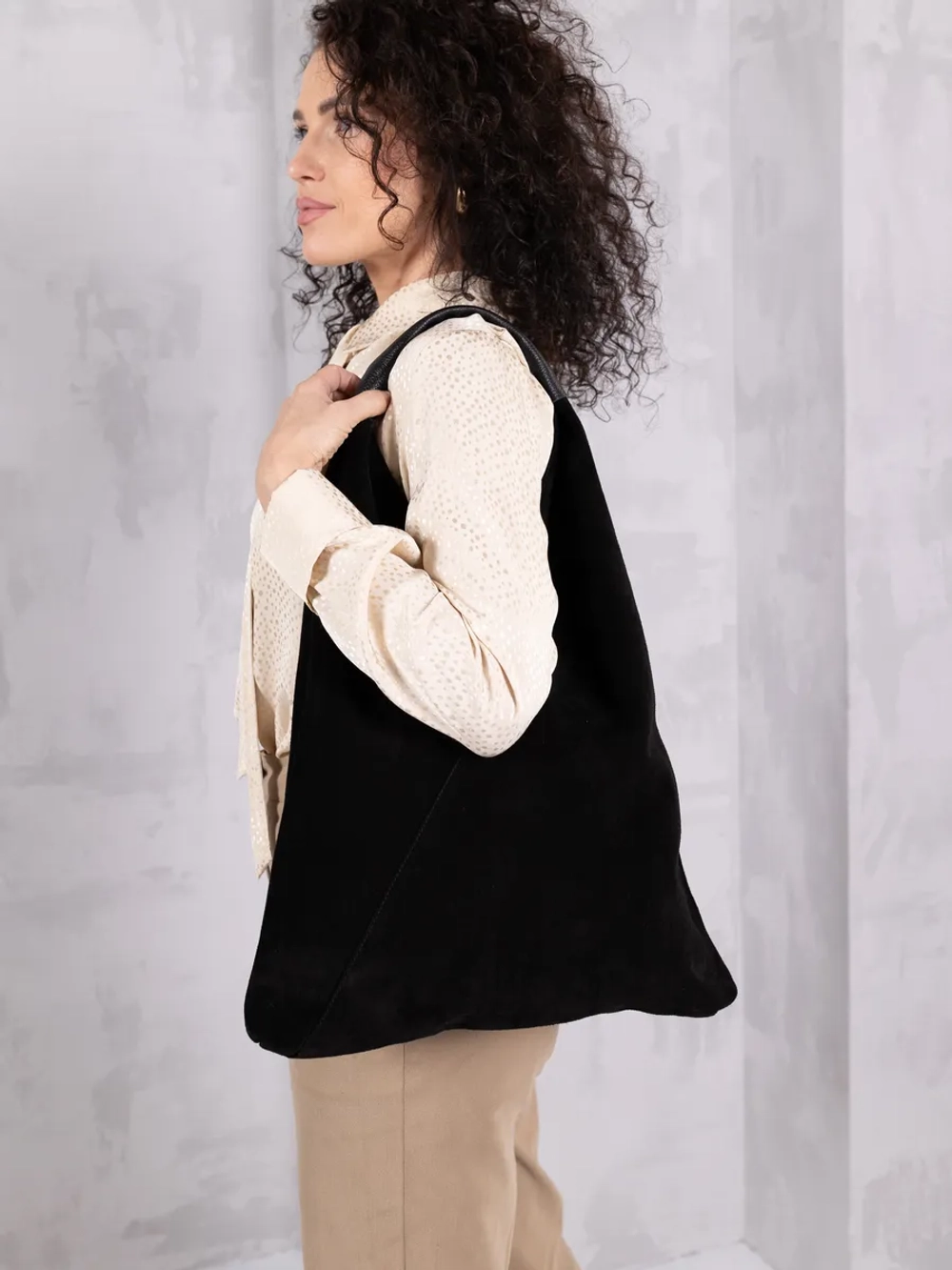 сумка через плечо шоппер натуральная замша