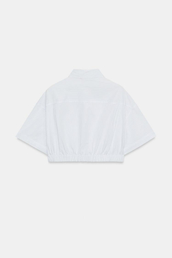 ZARA УКОРОЧЕННАЯ РУБАШКА ИЗ ПОПЛИНА В ПОЛОСКУ, СИНИЙ/БЕЛЫЙ