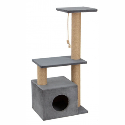 # Когтеточка лаунж (высокий комплекс, домик, 3 лежанки) джут 55х36х105 ø10 кд-53 темно-серый
