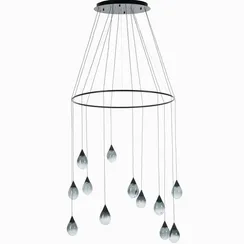 Подвесной светильник Rain Ø100 см, дымчатый, чёрный глянец