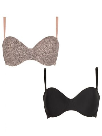 Набор из 2 бюстгальтеров-балконет - черного и леопардового (Размер: 34B) (Цвет: черный с леопардовым)