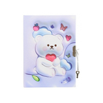 Блокнот детский Basir на замке, с ручкой, формат А6, серия "Мишки", переплет 7БЦ, 17.5*13 см, 48 листов, ассорти