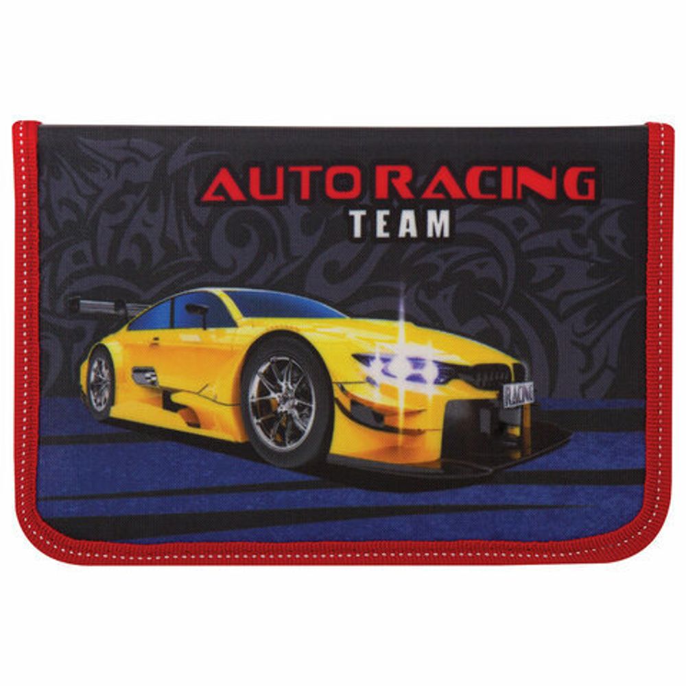 Пенал ПИФАГОР, 1 отделение, 1 откидная планка, ткань, 20х14 см, AvtoRacing, 229202