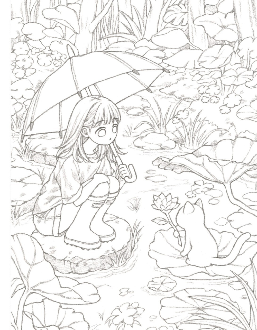 Rowon's Cat and Girl. Part 2. Coloring Book