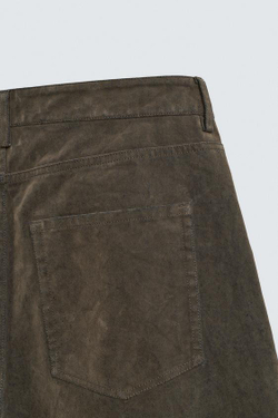 ZARA ВЕЛЮРОВЫЕ БРЮКИ СВОБОДНОГО КРОЯ, ХАКИ