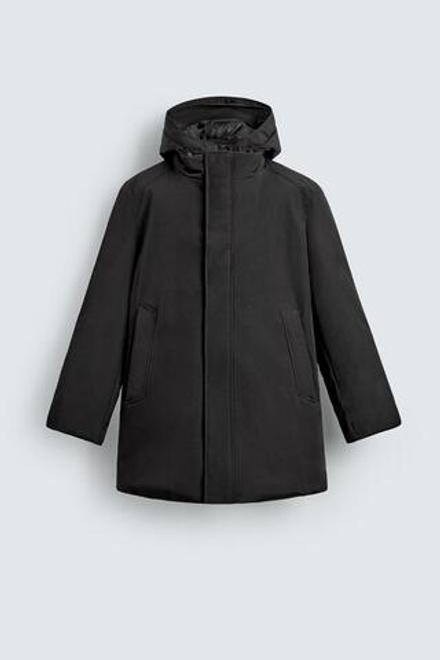 ZARA ТЕХНИЧЕСКАЯ ПАРКА WATER REPELLENT С ОТСТЕГИВАЮЩИМИСЯ ДЕТАЛЯМИ, ЧЕРНЫЙ