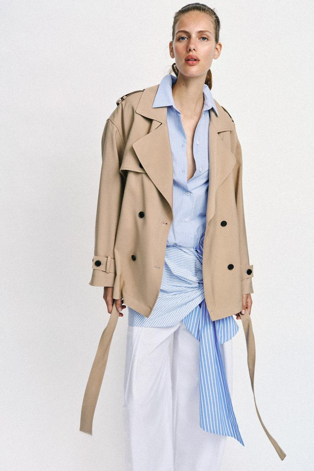 ZARA ТРЕНЧ ТРАНСФОРМЕР С ПОЯСОМ, СВЕТЛЫЙ ЖЕЛТО-КОРИЧНЕВЫЙ