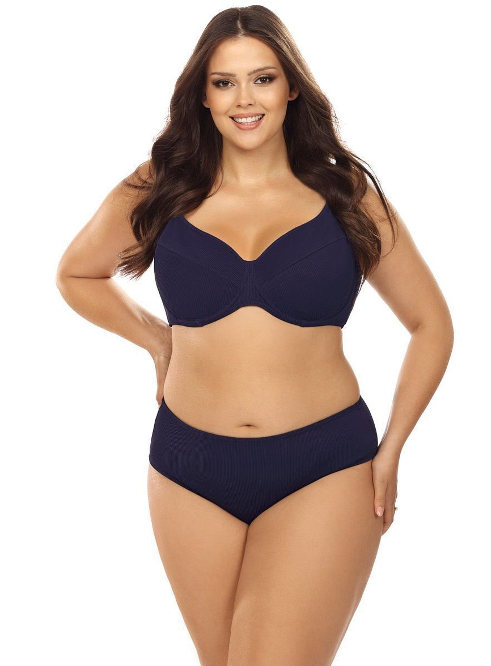 Темно-синий раздельный купальник plus size (Размер: 90F/44) (Цвет: темно-синий)