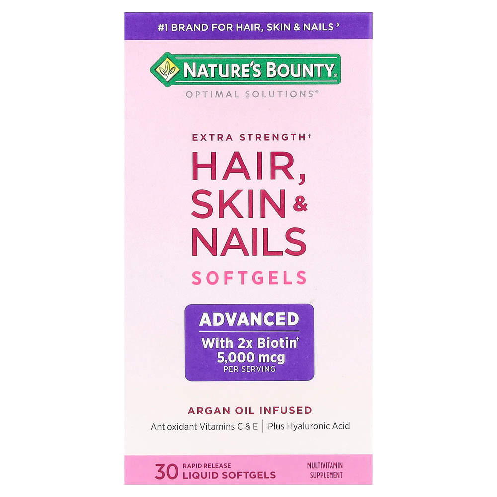 Nature's Bounty, Optimal Solutions®, для здоровья волос, кожи и ногтей, 30 капсул с быстрым высвобождением