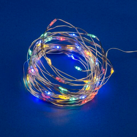 ULD-S0500-050-SCB-2AA MULTI IP20 DEW Гирлянда светодиодная на батарейках 2AA не в-к. Роса. 5м. 50 светодиодов. Разноцветный свет. Провод медный. TM Uniel.