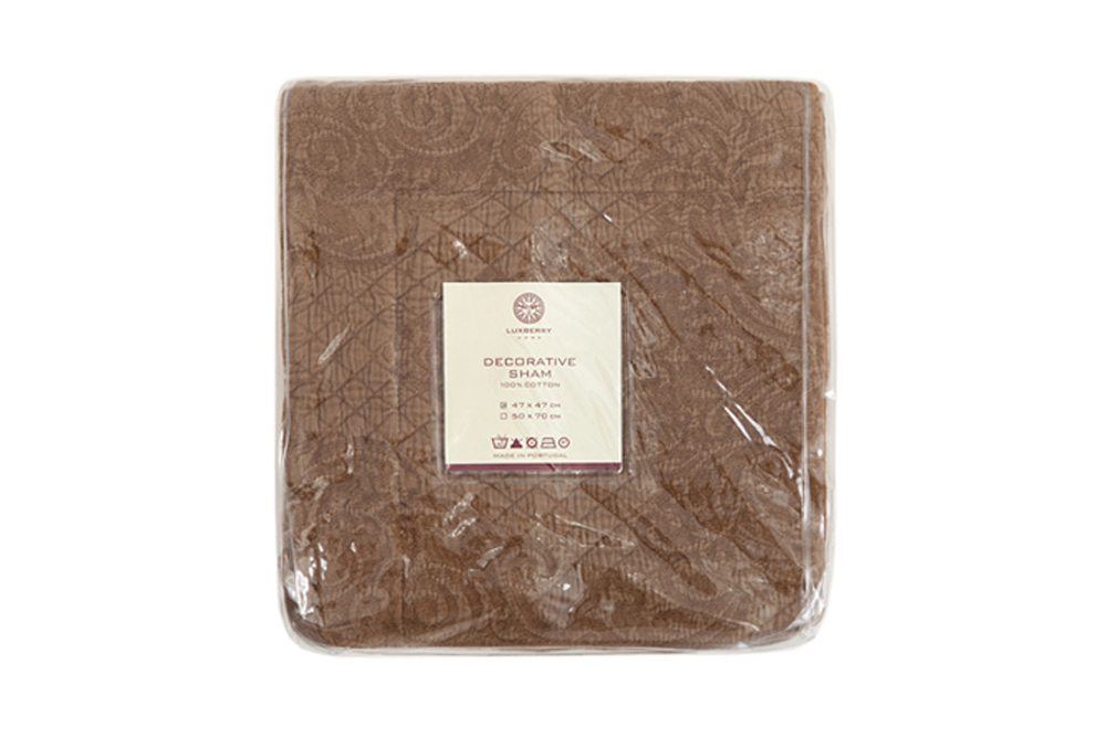 Наволочка декоративная 47х47 Luxberry Louvre с мережкой бронзовая