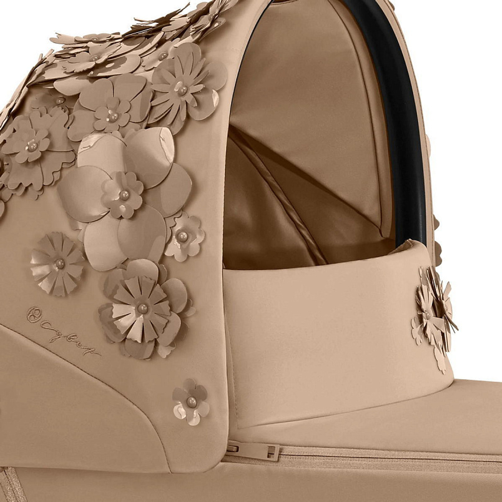 Коляска для новорожденных Cybex Priam IV Chrome Brown Simply Flowers Beige (Nude Beige)