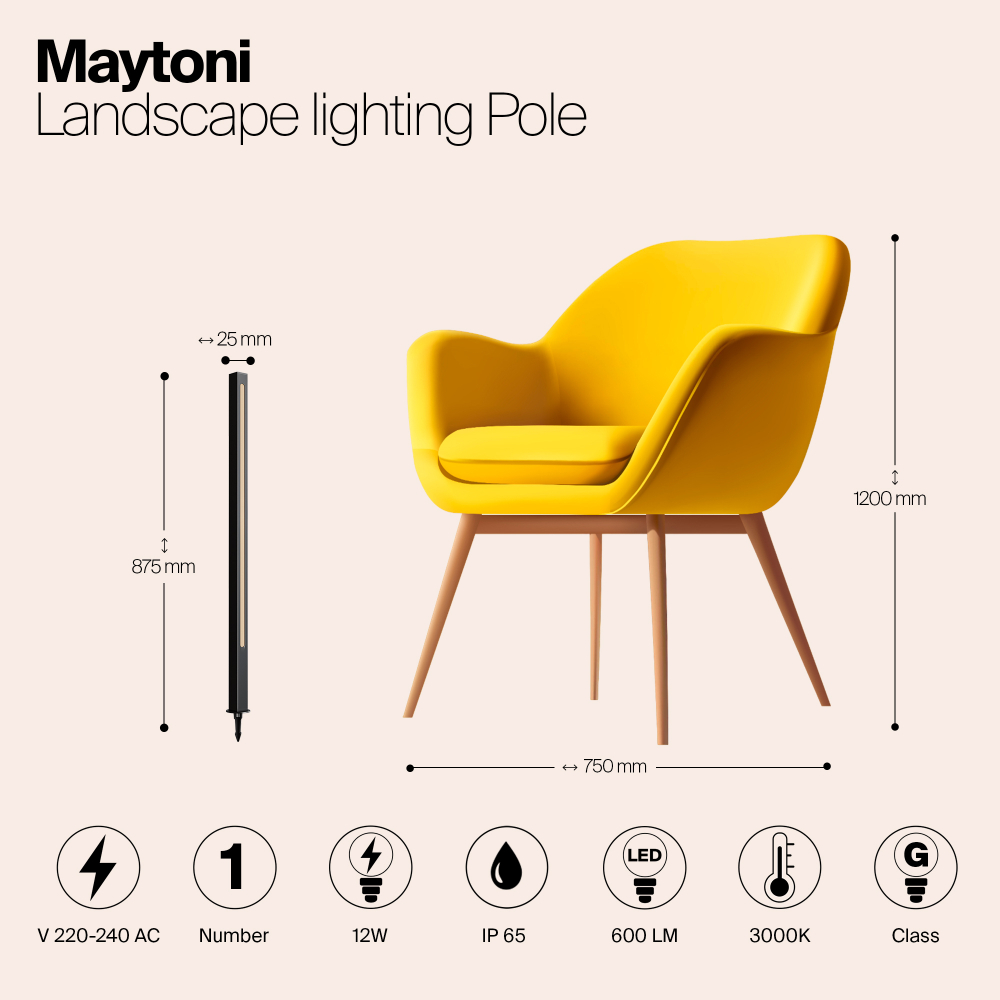 Грунтовый светодиодный светильник Maytoni Pole O440FL-L12GF3K