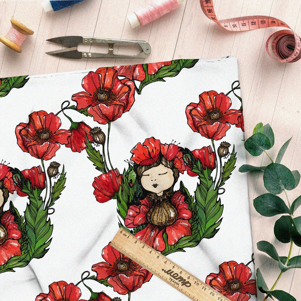 Ткань дюспо девочка в маках