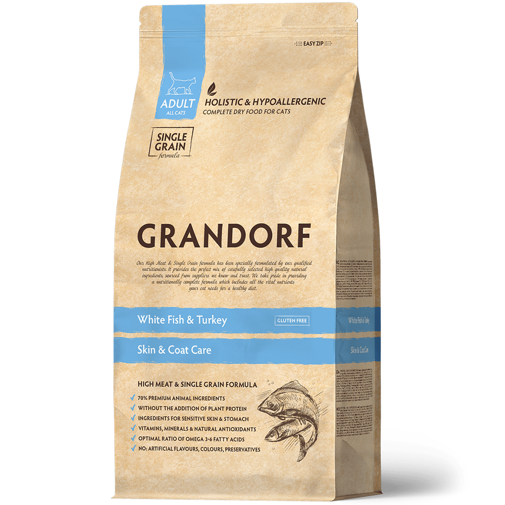 Grandorf Cat корм сухой для кошек белая рыба с индейкой