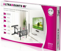 Кронштейн для телевизора Ultramounts UM 910 черный 37"-75" макс.35кг настенный поворотно-выдвижной и наклонный
