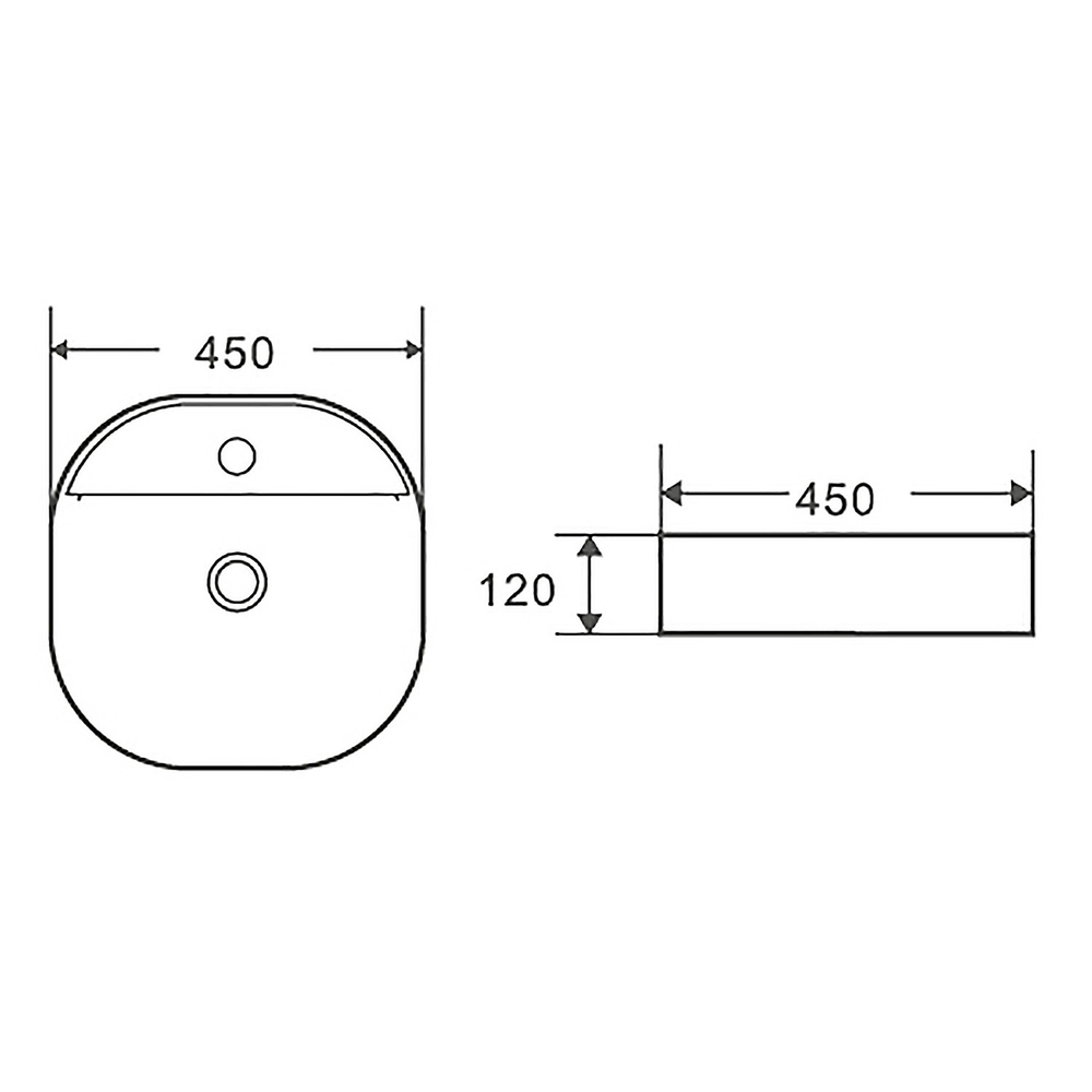 Раковина накладная Azario 450х450х120 округлая, белый глянец (AZ-2204) 145278