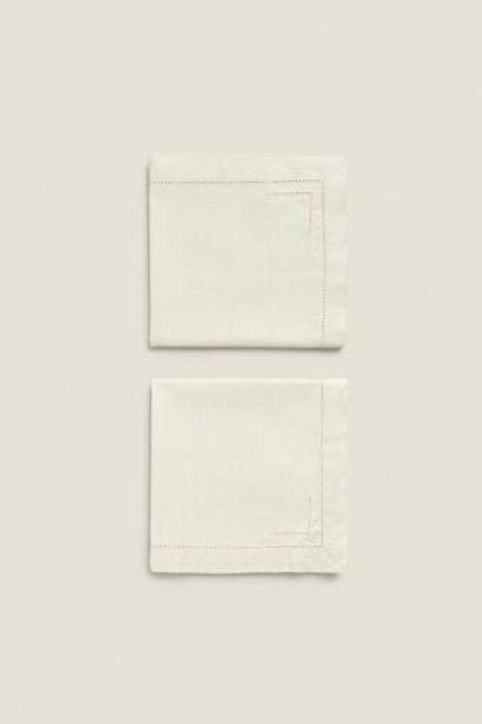 ZARA HOME АЖУРНАЯ ХЛОПКОВАЯ САЛФЕТКА (2 УПАКОВКИ), ЭКРЮ