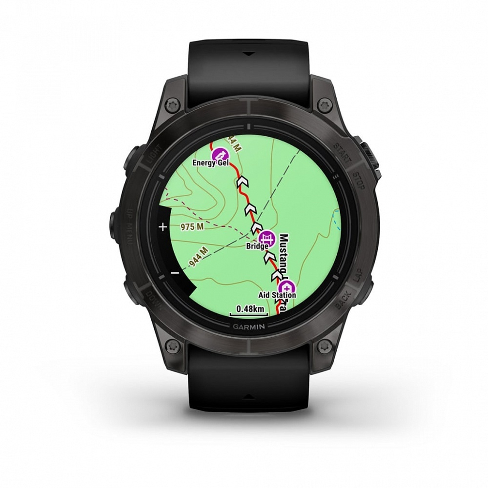 Смарт-часы Garmin Epix Pro (Gen 2) Sapphire Edition 47 мм, титановый, угольно-серый DLC, черный ремешок, 010-02803-11