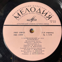 Винтажная виниловая пластинка Э. Колмановский, Детская Сказка Белоснежка (СССР 1978) 10 дюймов