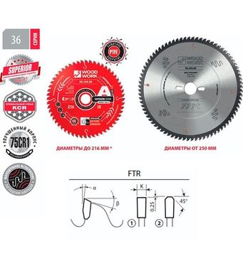 Диск пильный для алюминия 165x2.2/1.6x20 мм, Z=56, A=-5° WOODWORK 36.165.56