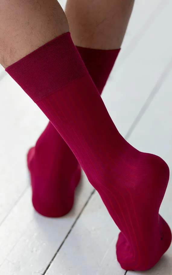 Мужские носки Premium &quot;в рубчик&quot; Бордовый