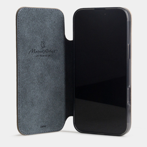 Чехол-книжка кожаная для iPhone 16 Pro, теленок бежевого цвета