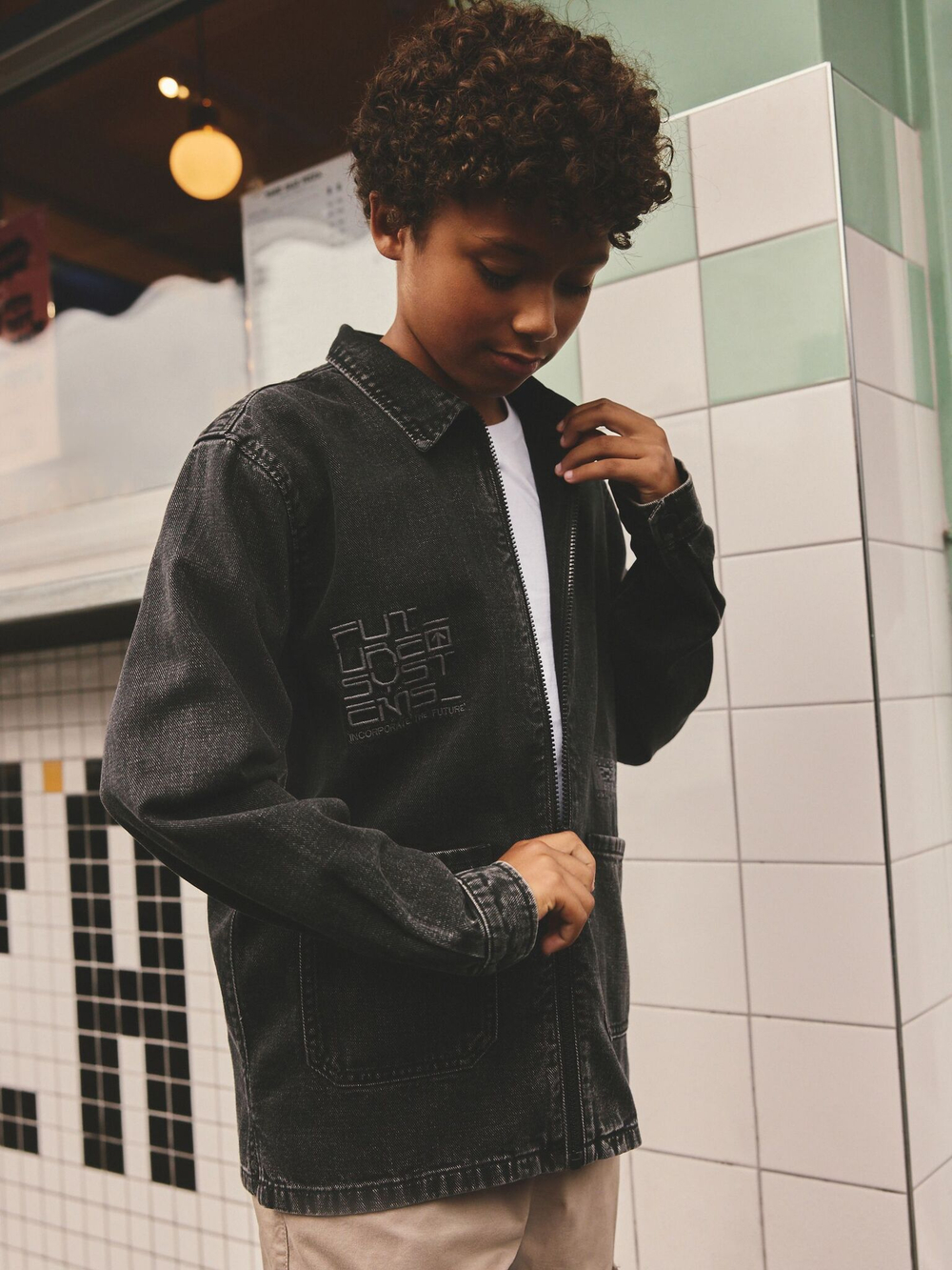 Рубашка джинсовая для мальчика Next B12-114, Черный