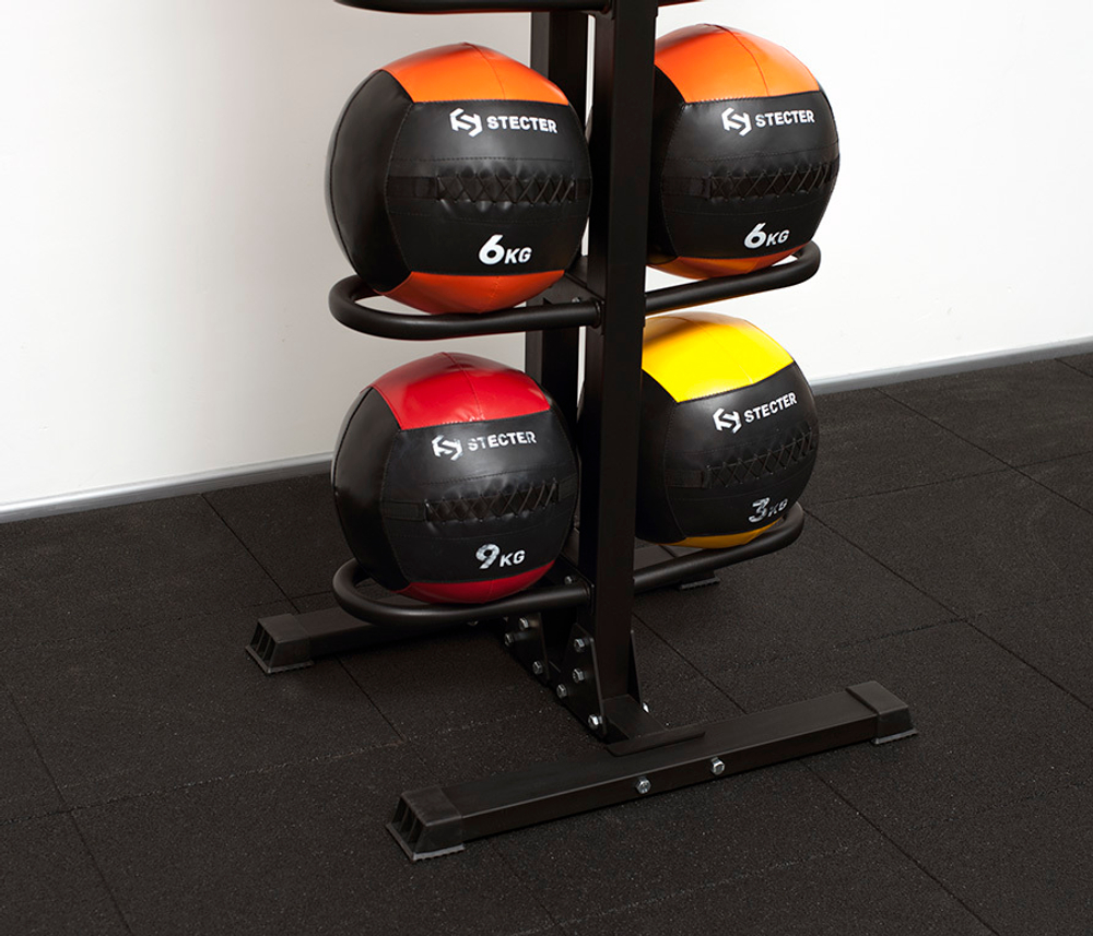 Напольная двухсторонняя стойка для медболов на 10 шт