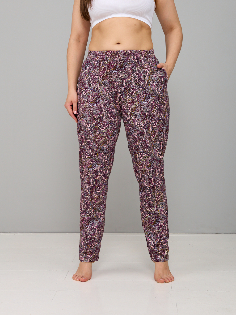 Брюки Б-18/розбордо-огурцы