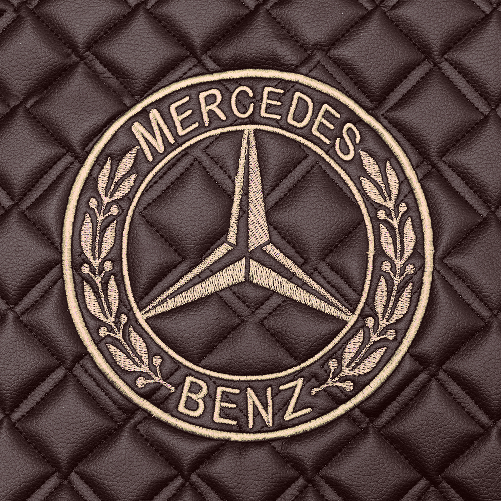 Ковры MERCEDES Actros 2020г ровный пол (экокожа, коричневый, черный кант, бежевая вышивка)