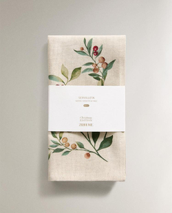 ZARA HOME КУХОННЫЕ ПОЛОТЕНЦА С РОЖДЕСТВЕНСКИМ ПРИНТОМ (НАБОР ИЗ 2 ШТ.), ЭКРЮ