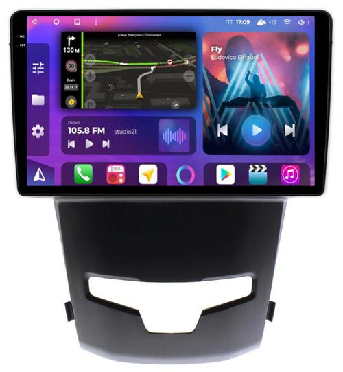 Магнитола для SsangYong Actyon 2 2013-2021 - FarCar BM355M-2K монитор 9.5" 2K QLED на Android 14, Быстрая, CarPlay, 4G SIM-слот