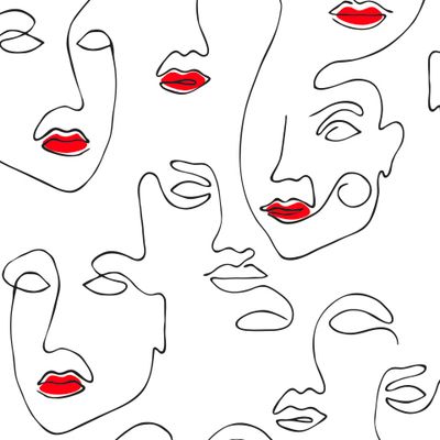 Контур лица с красными губами