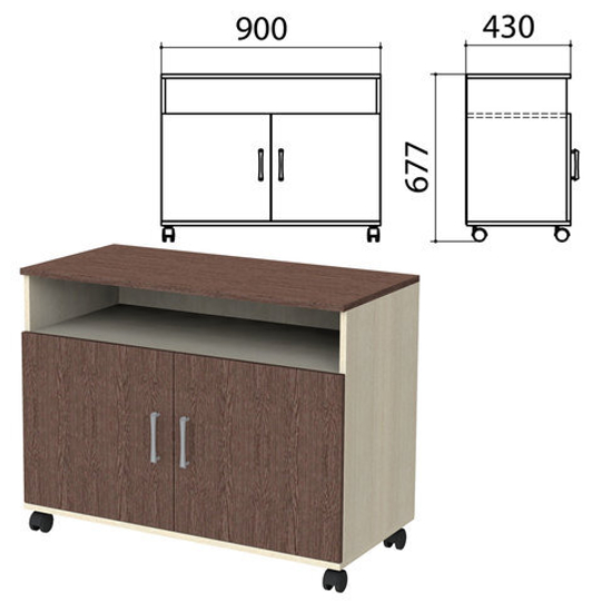 Тумба для оргтехники "Канц", 900х430х620, 2 двери, цвет дуб молочный/венге (КОМПЛЕКТ)