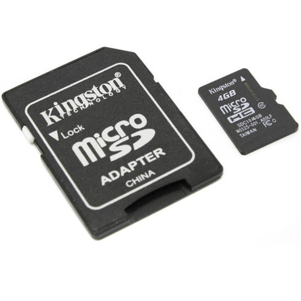 Карта памяти Kingston MicroSD(TransFlash) 4Gb HC Class10+ SD адаптер (SDC10-4GB)