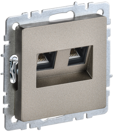 BRITE Розетка двойная RJ11+RJ45 кат.5E РК/Т12-БрШ шампань IEK