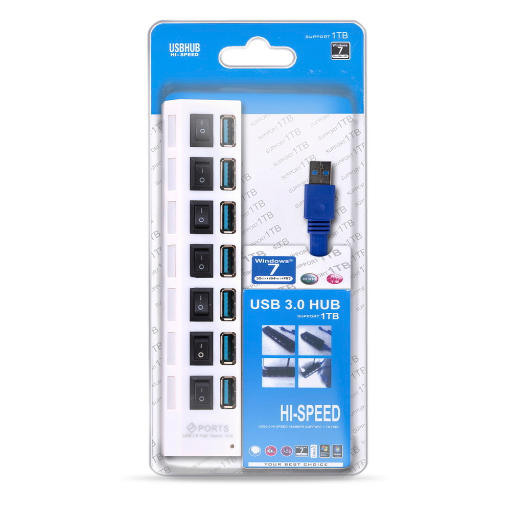 Картридер USB - Xaб Smartbuy SBHA-7307-W 7 портов белый