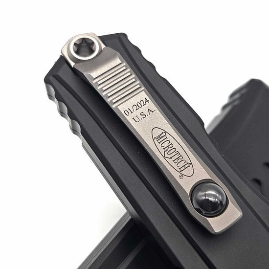 Нож фронтальный, автоматический Microtech Cypher II S/E Black Stonewash Standard - сталь М390МК, рукоять алюминий